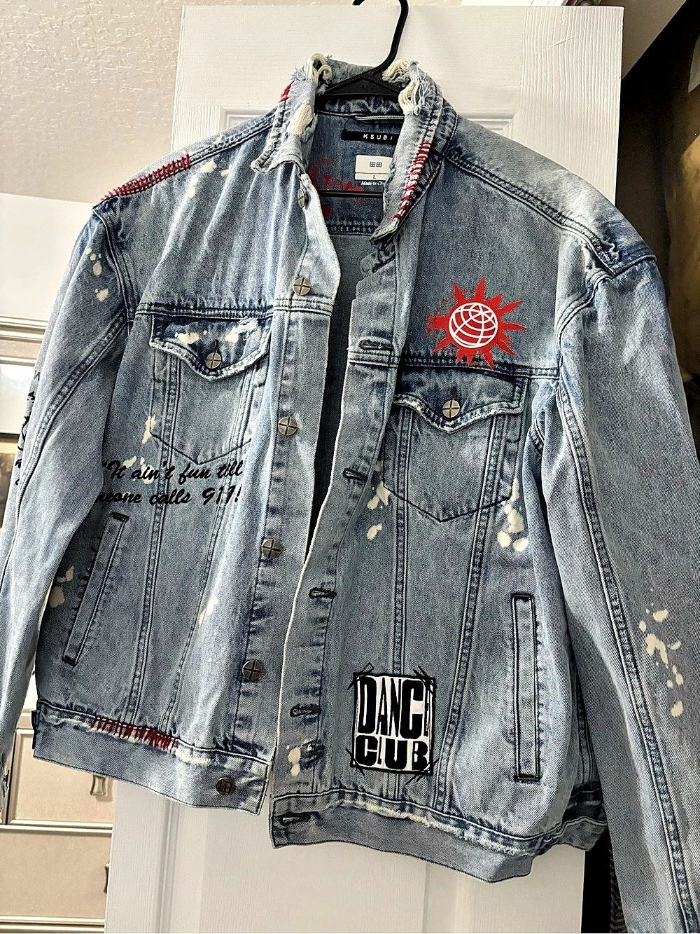 Ksubi Limited Edition 090/198 Denim Jacket Blue & White Large